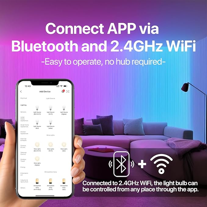 ORALUCE Smart Light Bulb Compatible with Alexa & Google Home, A19 E26 LED Light Bulb 60W Equivalent, 2.4GHz WiFi & Bluetooth Color Changing APP Dimmable, Multicolor LED Bulb 900 Lumens,2P