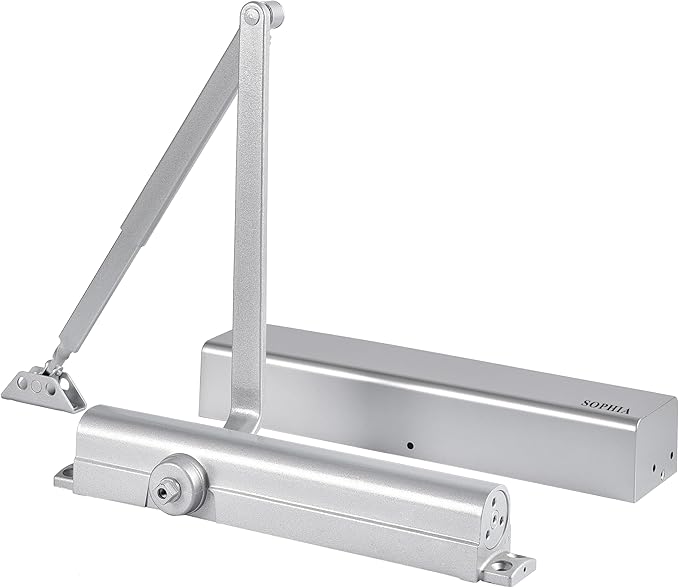 Sophia Medium/Heavy Duty Commercial Door Closer DK8000 Automatic Door Closer, Adjustable Size 1-6 Hydraulic Door Closer Hinge for Heavy Traffic Areas, Grade 1 - ADA Compliant & UL Listed, Silver