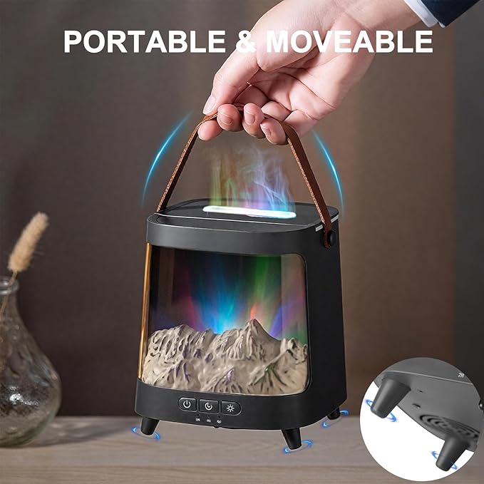 Essential Oil Diffuser, Upgraded Portable Aurora Flame Aromatherapy Scent Aroma Diffusers, 200ml Ultrasonic Cool Mist Humidifiers, Timer & Auto-Off for Home, Room