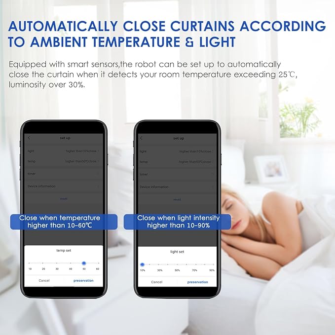 Wireless Automatic Curtain Motor for Track and Rod Systems - Smart Home Automation Device with Bluetooth Connectivity and Integrated Sensors - 4000mAh Rechargeable Battery (U-rail Type Pack of 2)