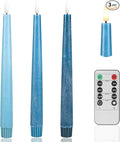 Blue Flameless Taper Candles, 9.6" Real Wax Battery Operated Candles with Remote, 3 Pack Flickering, Gradient Candlesticks, Fake Candle for Home, Wedding, Party Decor