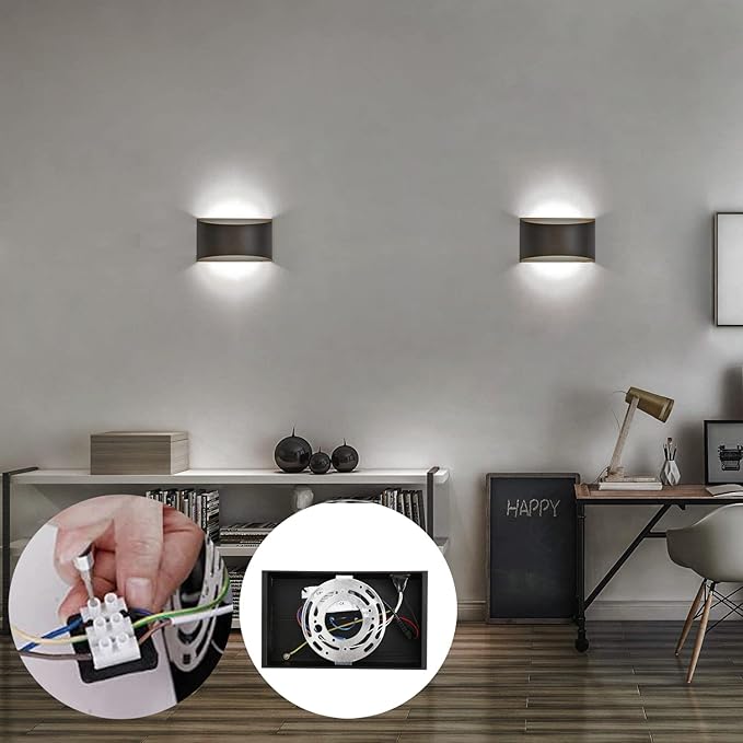 Indoor Dimmable Wall Sconces with Dimmable Switch, Modern LED Sconces Wall Lighting 16W Wall Light Fixtures Aluminum Up and Down Wall Lights (Black with Touch dimming, 6000K)