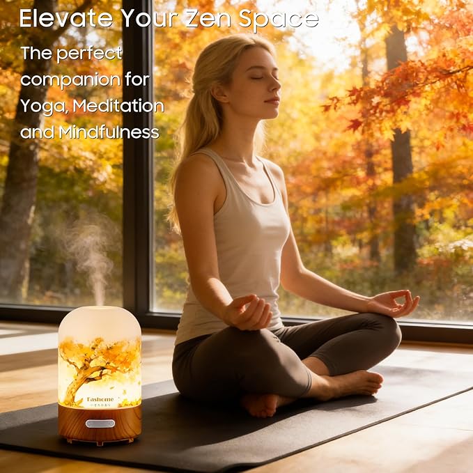 Hand Blown Glass Essential Oil Diffuser, 100ml Small Ultrasonic Aromatherapy Mist Maker for Home, Bedroom, Office, Auto Shut-Off, Cool Mist Humidifier with Warm White Light