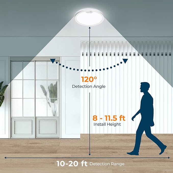 BLNAN Motion Sensor Ceiling Light Wired, 12 Inch 3000K 4000K 5000K Selectable LED Flush Mount Light Fixture, Motion Activated Light with Timer for Hallway Stair Walk-in Closet, Non-Dimmable