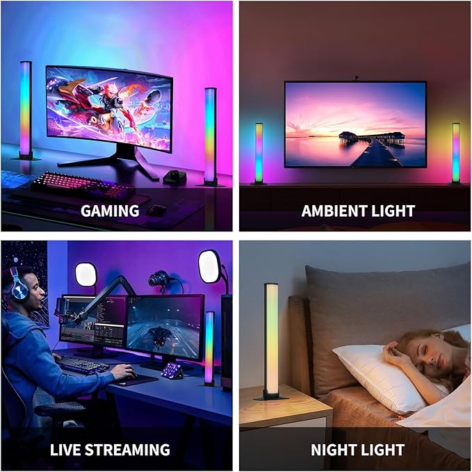 LED Light Bar, 12 Inch Smart RGB Gaming Strip, 16 Million Colors with Music Sync, USB Powered Wall Lighting for Room, TV, PC Decoration
