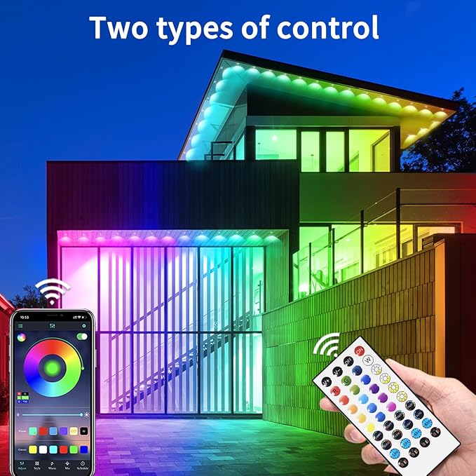 500ft Permanent Outdoor Light, RGB Outdoor eave Light,IP67 Waterproof Suitable for Party, Daily,Halloween,Christmas,Rooftop,Garden,Patio（2 Rolls of 250ft）