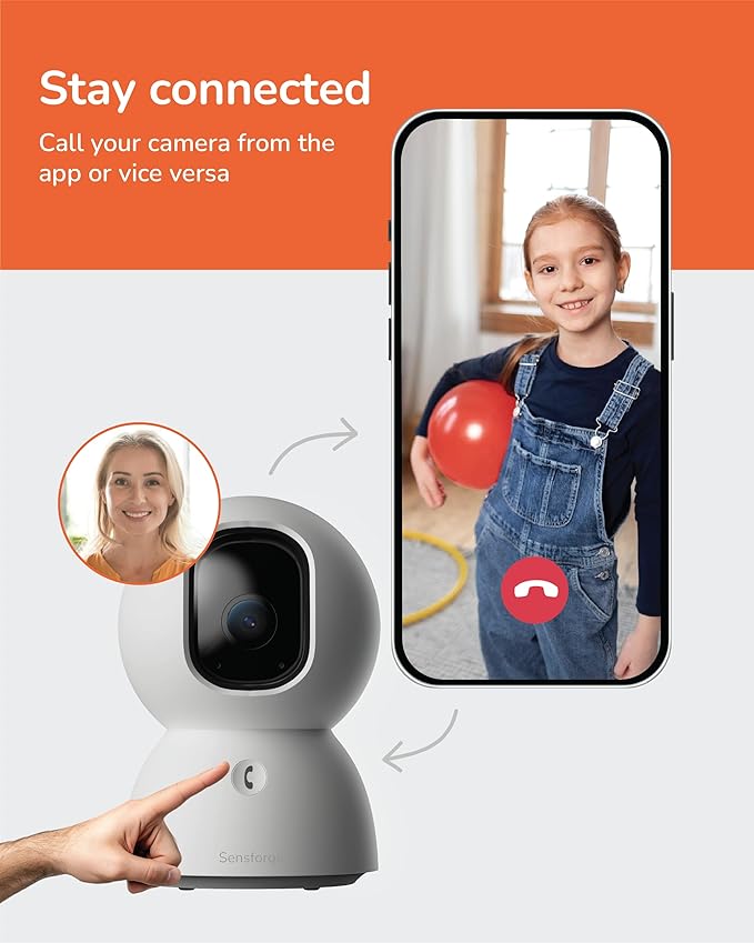 SensForge 2.5K Pan-Tilt Security Camera, 360° Dual-Band WiFi Camera for Home, Free AI Human & Pet Detection, 2-Day Cloud + 64GB SD Storage, Two-Way Talk, Optional AI + Storage Upgrade (1, White)