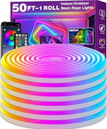 32.8Ft Neon Rope Lights,Flexible Led Rope Lights Control with App/Remote,Multiple Modes RopeLights,IP65 Outdoor RGB Led Neon Lights NonWater Resistant,Music Sync Gaming Led NeonLight Strip (50FT)