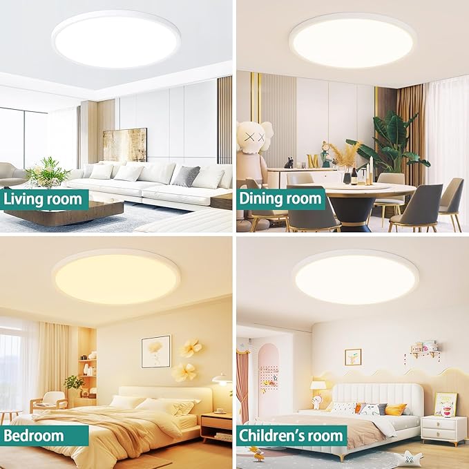 20 Inch LED Flush Mount Ceiling Light Fixture,Dimmable Ultra Thin Round Ceiling Light,40W 4000 Lumens,3 Color Temperatures 3000K 4000K 6000K,White,for Kitchen Dining Room Bedroom Office