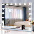 Vanity Mirror with Lights -17 Bulbs, 25" x 21" Large Hollywood Vanity Mirror, 10X Magnifying, 3 Colors Modes, Touch Control Mirror with Lights, Tabletop or Wall-Mounted, USB Charging Port