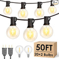 Mlambert 50FT(2x25FT) G40 LED Outdoor String Lights, Plug-in Waterproof Patio Lights with 20+2 LED Bulbs, Porch Lights for Backyard Party Decor, Black