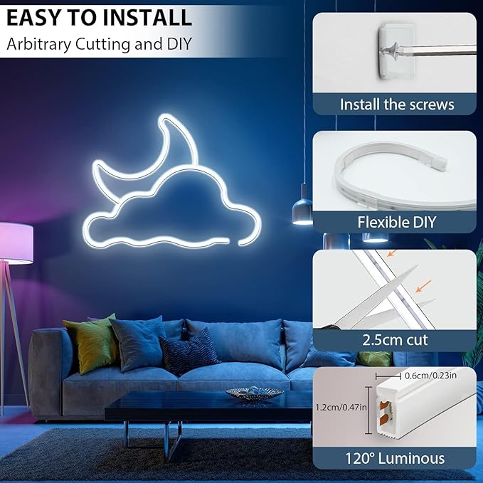Neon Rope Light Mounting Brackets, 100PCS Install Fixing Clips Accessories for 6x12mm Silicone LED Flex Strip Lighting, DIY (100 Screws, 100 Clips)