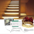 Indoor Motion Sensor Stair Light Controller Wired with 20'' Cuttable COB LED Light Strip Automatic Undermount Stairway Lighting System Cascading Step Light 9 Modes Adjustable for 10-16 Stairs
