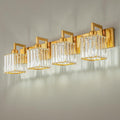 19.5" KnurledBrassWallSconcesSetof2,BronzeBathroomVanityLightFixtureswithWaterRipplesGlassTube,ModernLampforBedroom,LivingRoom,Hallway,Staise,Mirror,Kitchen