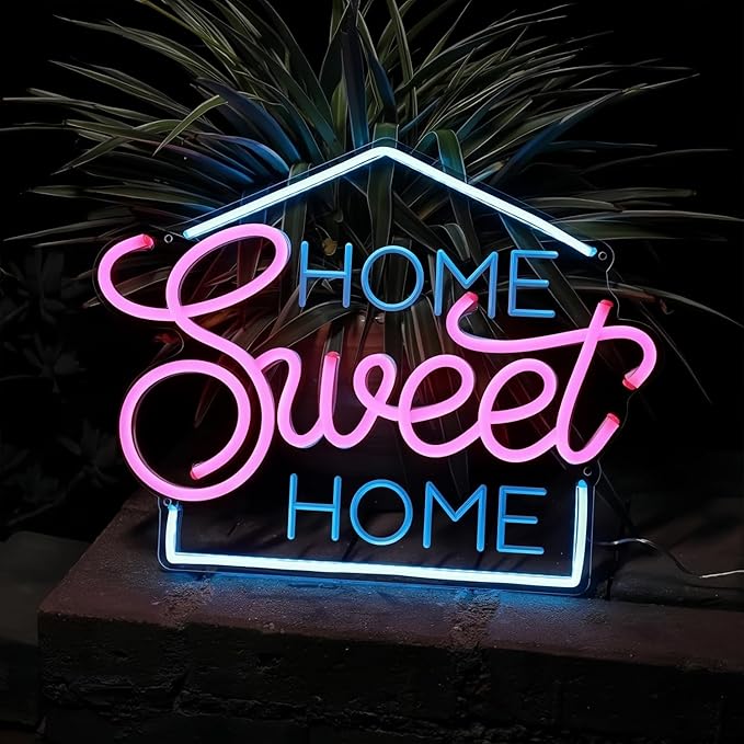 Home Sweet LED Neon Sign for Wall Decor USB Adjustable Brightness Living Room Bars Barbers Pub Wedding Party Salon Club Gatherings Gaming Room Man Cave Halloween Christmas Birthday Art Wall Decor