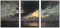 wall26 Framed Canvas Print Wall Art Set Moody Harbor Dusk with Storm Clouds Illustrations Modern Art Decorative Multicolor for Living Room, Bedroom, Office - 16"x24"x3 WHITE