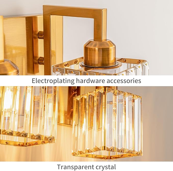 19.5" KnurledBrassWallSconcesSetof2,BronzeBathroomVanityLightFixtureswithWaterRipplesGlassTube,ModernLampforBedroom,LivingRoom,Hallway,Staise,Mirror,Kitchen