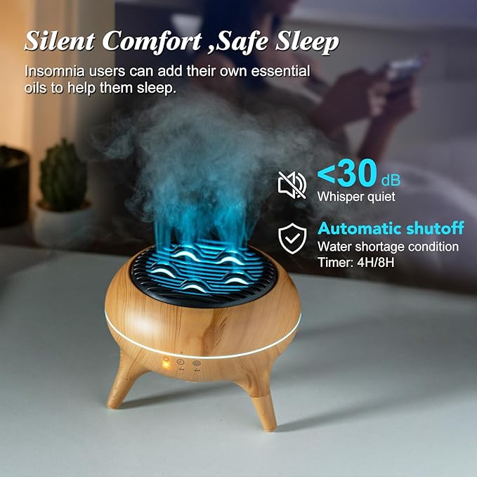 Essential Oil Diffuser 350ml, Essential Oils Large Room, Ultrasonic Aroma Diffuser with Remote Control,Timer, 7Colors Light Humidifier for Bedroom Home Office Hotel (Wood)