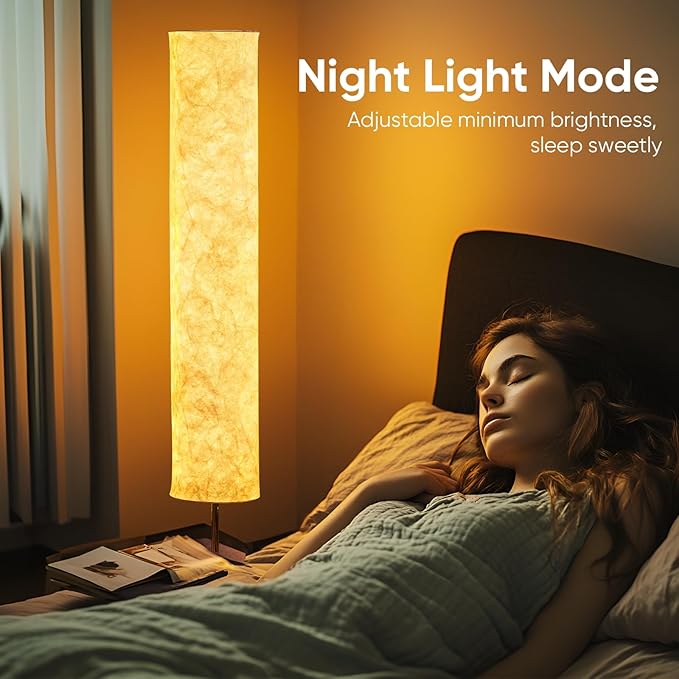 58" Soft Light Floor Lamp 3 Color Lighting Remote Control LED lamp with Tyvek Fabric Shade Column Paper Floor lamp,Brightness Adjustable for Living Room Bedroom Game Room