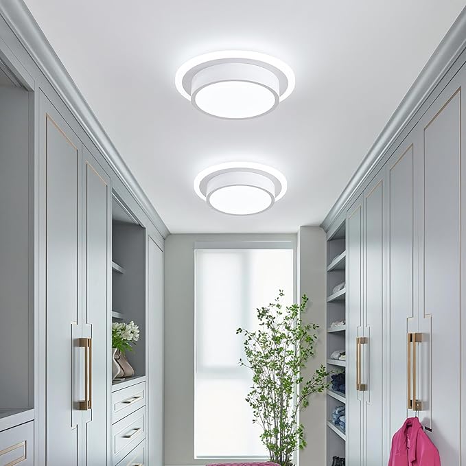 Modern LED Ceiling Light Fixtures, Small Flush Mount Light Fixture, Hallway Light Fixtures 32W 6000K, Round Kitchen Ceiling Light for Living Room Bedroom Bathroom Kitchen