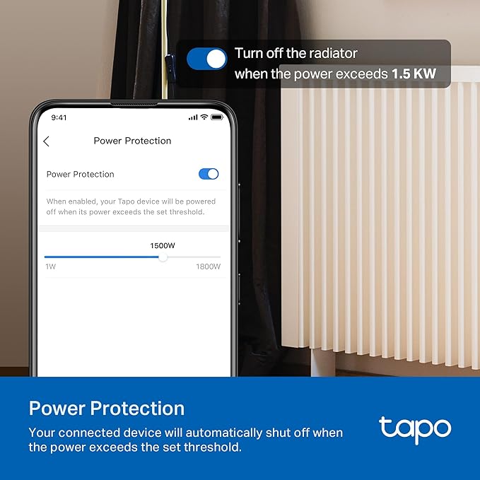 Tapo Smart Plug, Wi-Fi in-Wall Outlet, Matter Compatible, Energy Monitoring, 15A/1800W Max, Works with Alexa, Apple Home, Google Home, SmartThings, Voice/Remote Control, ETL Certified - Tapo P210M