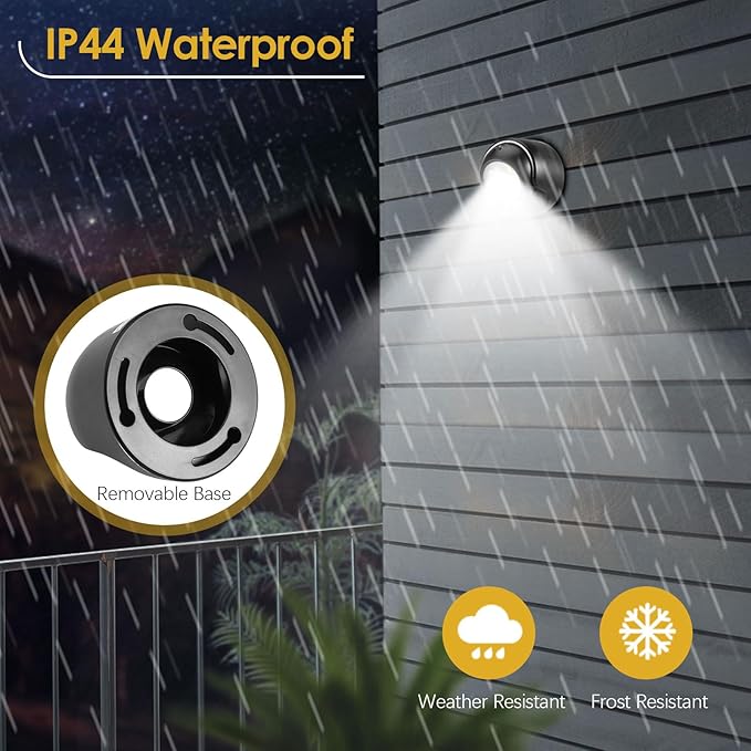 ProGreen 6000K Battery Motion Sensor Light Outdoor Waterproof Wireless LED Battery Powered Wall Light Auto On/Off Night Light 2 Pack Cool White