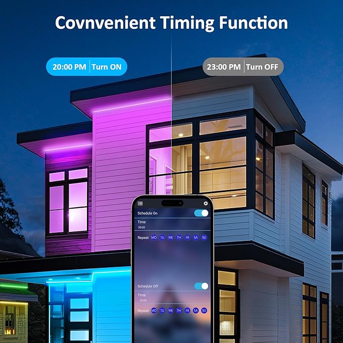 200FT Outdoor RGB LED Strip Lights, IP68 Music Sync Led Lights with App Control and Remote,Color Changing Waterproof Led Rope Lights for Outdoor, Balcony, Roof, Garden, Stairs