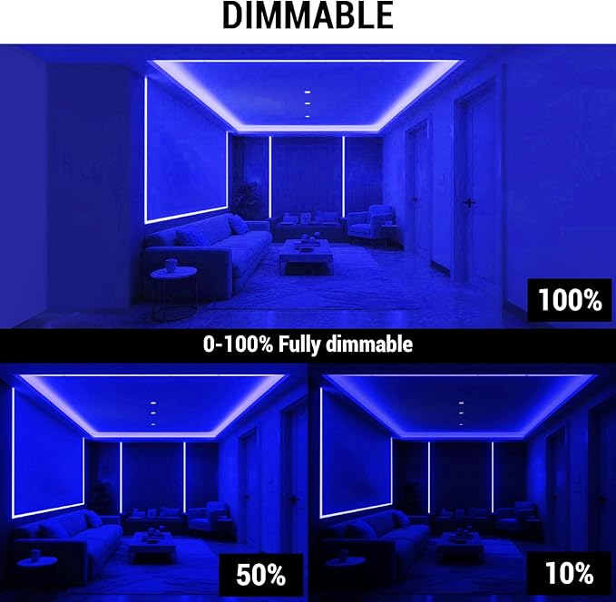HAMRVL COB LED Strip Lights Blue, 16.4ft DC12V Dimmable LED Lights with 1600 LEDs,Touch Dimmer,12V Adapter,Bright Dotless Adhesive Indoor COB LED Strip Lights for Cabinet Home DIY Lighting Projects