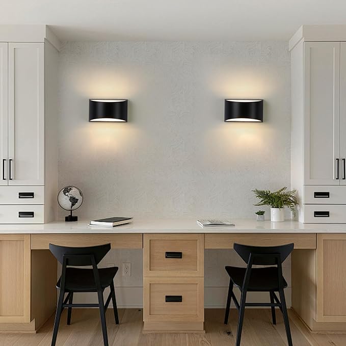 Black Modern LED Wall Sconce (with G9 Bulbs) Hardwired Indoor Wall Lights Set of 2 Up and Down Wall Mount Lamps for Hallways, Bedrooms, Hallways, Living Room 3000K Warm White