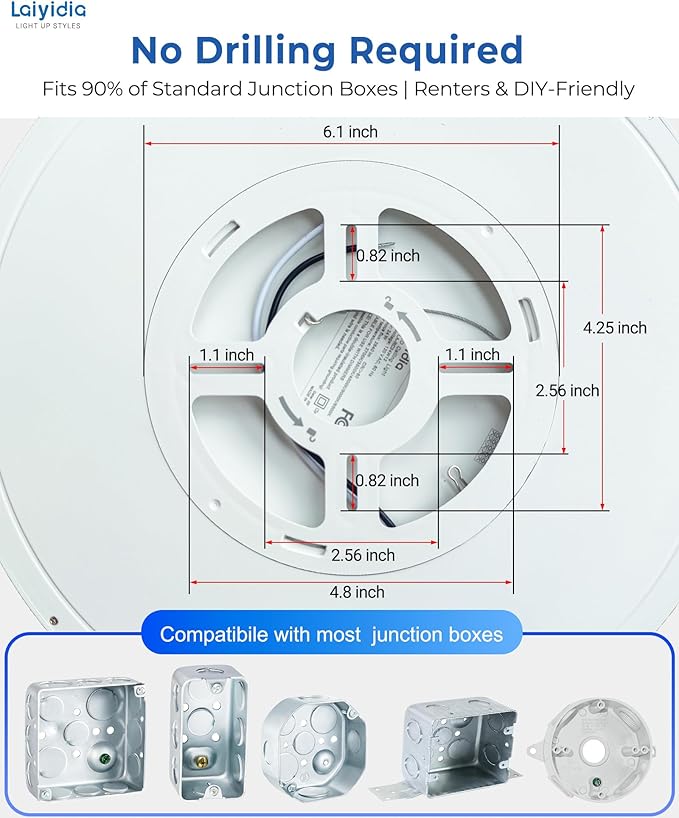 6-Pack of 12 Inch LED Flush Mount Ceiling Lights, 2640LM 24W Dimmable & 5CCT Adjustable, Ultra Slim Flat Lighting Fixture for Low Ceilings, Bedroom, Hallway, Basement, Apartment, White