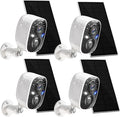 GMK Solar Security Cameras Wireless Outdoor 4 Pack, 2K Battery Powered Cameras for Home Security, Color Night Vision, Motion Detection, 2-Way Talk, IP65 Waterproof, Remote Access, Cloud/SD Storage