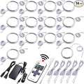 Under Cabinet Lighting Kit, Curio Display Case Lighting, Dimmable Wireless RF Remote Control, Linkable Wired LED Puck Lights, AC120V to DC12V, Hardwired or Wall Plug, Daylight, 14 Lights