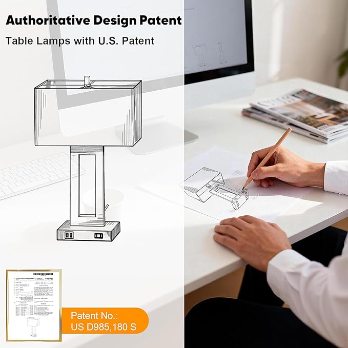 Set of 2 Modern Touch Control Table Lamps with 2 USB Ports, 22’’ Large Bedside Nightstand Lamps 3-Way Dimmable Desk Lamp With Grey Fabric Shade For Bedrooms Living Room Reading, 2 LED Bulbs Included