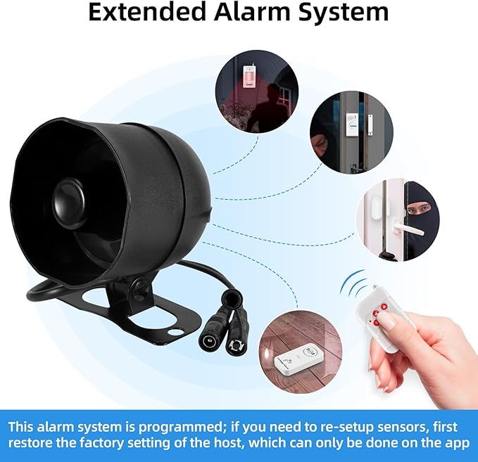 KERUI WiFi Home Security Alarm System 7-Piece kit Door Alarm DIY Siren Door/Window Sensors,Motion Sensors, Remote Controls Burglar Alarm for House Apartment Office,Compatible with Alexa Google Home