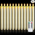12 Pcs Flameless Taper Candles with Remote Timer Dimmer, 9.6 inches Ivory Plastic LED Candlesticks, Battery Operated Led Warm Light Window Candles, for Wedding Home Christmas Decoration
