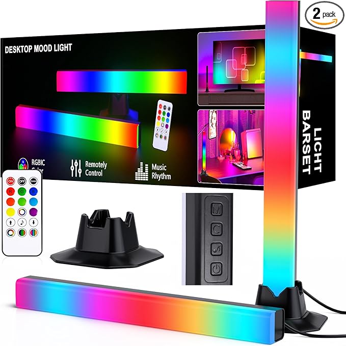 MIHEAL LED Light Bar RGB Lamp,Smart Lighting Tower Starter Kit with Remote for PC, TV, Gaming Room and Computer Case …