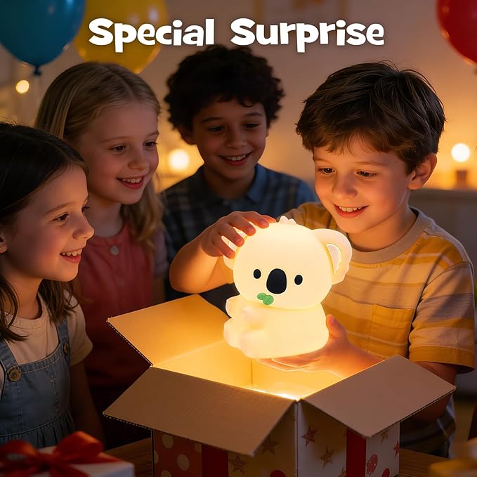 Koala Night Light Squishy Silicone Nursery Breastfeeding Nightlight with Timer 3-Level Warm White & RGB Color Modes Cute Koala Lamp Rechargeable Touch Bedside Desk Animal Lamp for Bedroom Dorm Decor