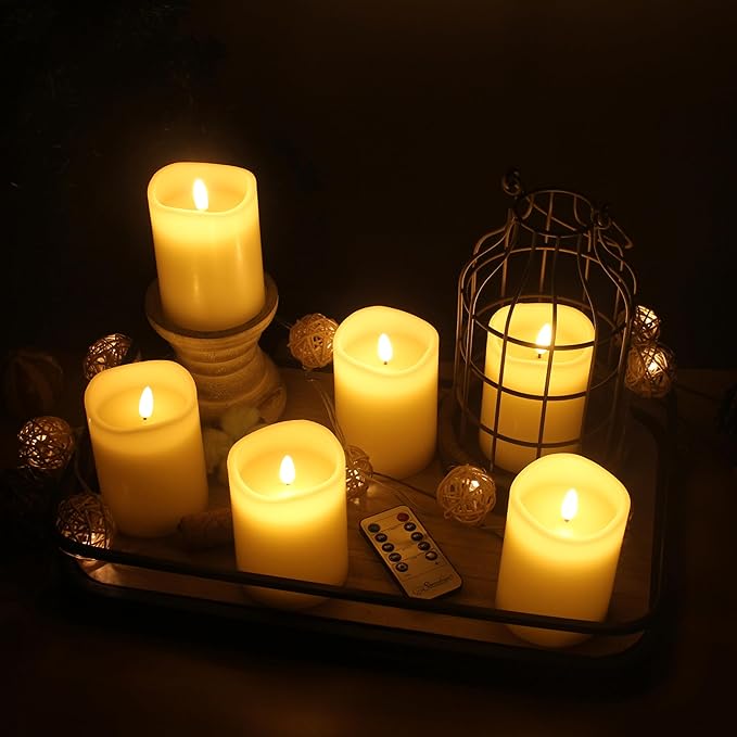 Stonebriar 3 Count Ivory Real Wax 3x4 Flameless LED Pillar Candles with Remote and Timer