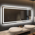 Amorho LED Bathroom Mirror, 60" X28" Front-lit + Backlight Mirror for Wall, Dimmable Vanity Mirrors, Anti-Fog, Memory, 3 Colors Lighting, Shatterproof, ETL Listed