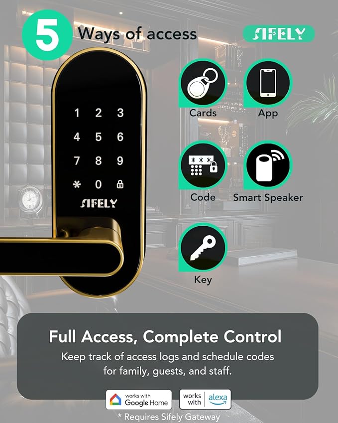 Keyless Entry Keypad Smart Door Lock with Handle & Knob – Digital Deadbolt for Front, Bedroom, Office & Interior Doors, App Control for Airbnb, Guests & Kids, Easy DIY Install (No Fingerprint)