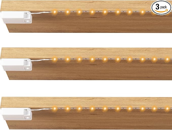 Battery Powered Under Cabinet Lighting, Wireless LED Strip Lights for Kitchen Under Cabinet Shelves Under Counter Closet Cordless Click Light (Warm White, 3 Pack)
