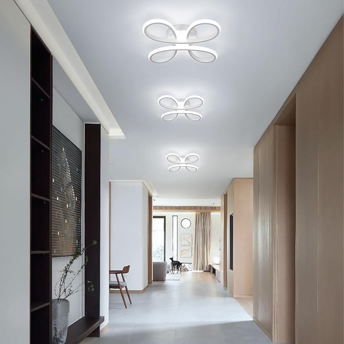 ADISUN Modern LED Ceiling Light, 6000K Semi Flush Mount Ceiling Light Fixture, Modern Unique Ceiling Lights for Living Room Bedroom Corridor Aisle Hallway, 2 Pack
