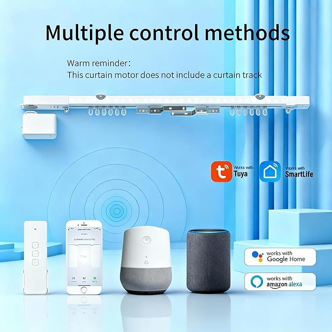 Mini Zigbee Motor for Smart Curtain Track System, Automatic Ceiling Curtain Opener, Motorized Curtains with App, Voice, Compatible with Alexa,Google and Siri, Zigbee Gateway Required
