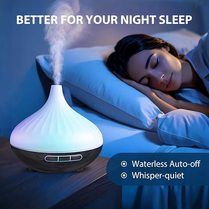 Essential Oil Diffuser 500ml, Ultrasonic Aromatherapy Humidifier with Remote Control, 7 LED Colors, Timer & Auto-Off, Diffuser for Large Rooms