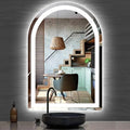 LED Arch Mirror with Lights 16 x 24 Inch Arched Lighted Mirror for Bathroom Makeup Table Wall Arch Vanity Mirror with Light Smart Memory 3 Color Dimmable AntiFog LED Arched Mirrors