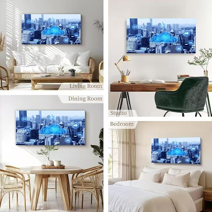 Wibinuki Wall Art Wall Decor Wall Paintings Cloud computing and big da for Living Room Bedroom Bathroom Home Decor Can Be Hung Directly 20"x 40"