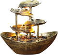 Meditation Decor, Desktop Lotus Leaf Yuanbao Flowing Water Fountain Decoration Living Room Screen Porch Home Decoration, LED Atmosphere Night Light,Office Home Decoralth (C)
