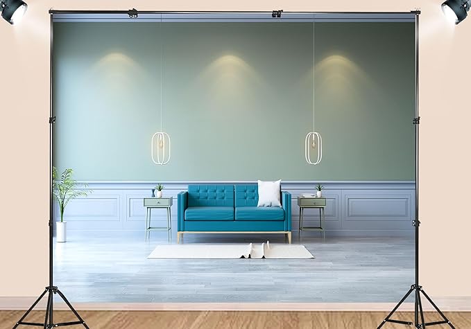 Modern Living Room Sofa Backdrop Voice Assistant Device Interior Apartment Luxury House Background Nordic Style Party Decorations Smart Speaker Integration Live Video Zoom Calls Props 4X4ft Fabric