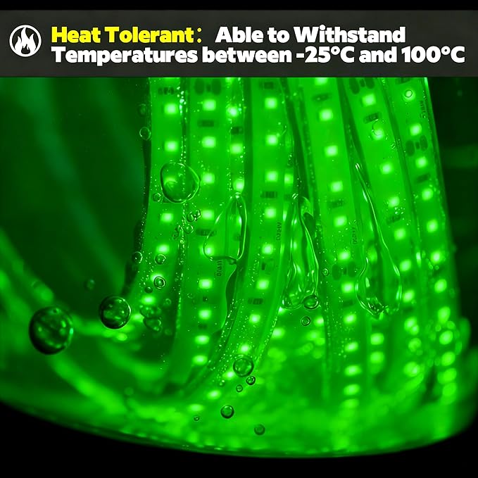 SuperLightingLED Flex Green LED Strip Sauna Room Lighting, DC24V Durable High-temperature Resistant Dimmable Trimmable 5m/16.4ft 600 LEDs Bright IP68 Vapor Tight Chromotherapy Light for Sauna (Green)