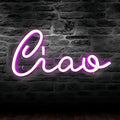 Ciao LED Neon Signs for Wall Decor Neon Wall Art Acrylic LED Lights with Hanging Chain Light Up Signs for Bedroom Decor Graduation Bar Pub Wedding Christmas Birthday Party 5V USB Powered Dimmable